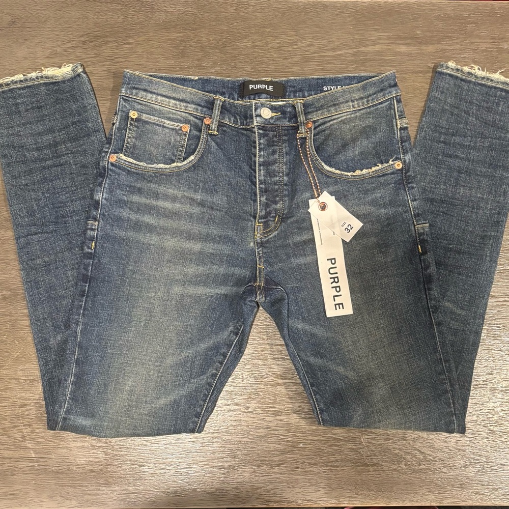 Purple Men's Slim Straight Blue Jeans